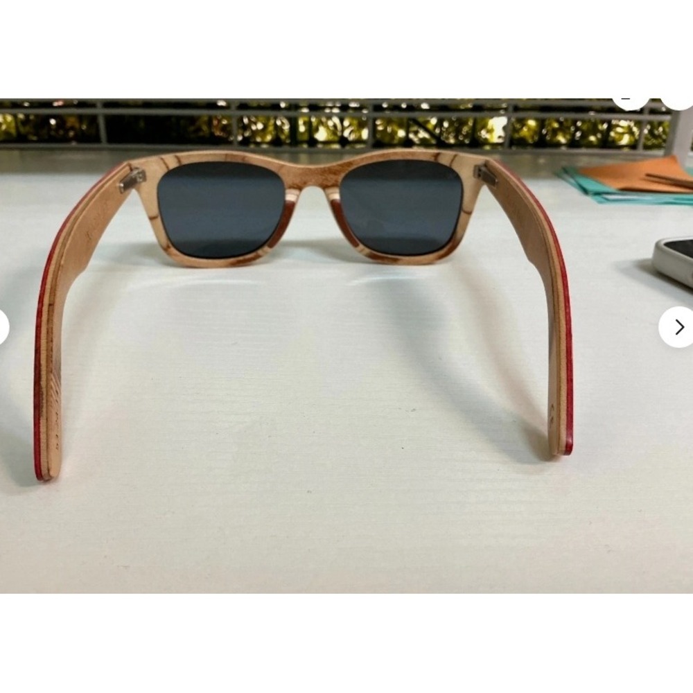 Woodzee Recycled Skateboard Sunglasses Size 53-24-147 (Malibu) Red/Grey - Picture 4 of 4